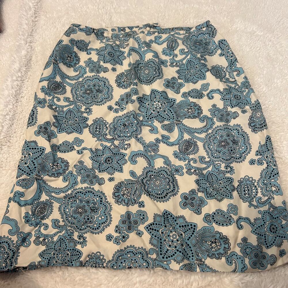 VTG Ann Taylor Women's Size 8 Blue/White Paisley 100% Skirt Maxi‎ Skirt